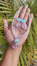 Load image into Gallery viewer, Pink mintgreen Kim zirconia Diamond Necklace set