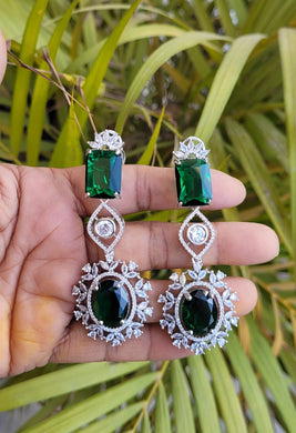 Gemzlane Emerald green danglers earrings