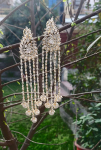 Gemzlane long white Diamond danglers earrings