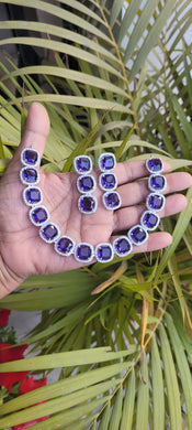 Luxe Purple Cubic zirconia Diamond Necklace set