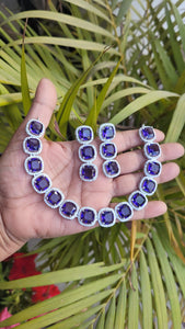 Luxe Purple Cubic zirconia Diamond Necklace set