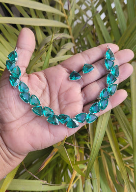 Alia Aquamarine Diamond Necklace set