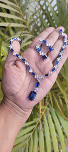 Blue Sleek Cubic zirconia Diamond Necklace set