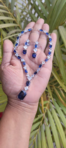 Blue Sleek Cubic zirconia Diamond Necklace set