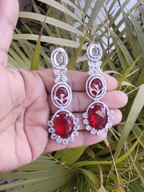 Gemzlane Red stone cz danglers earrings