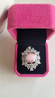 Pink stone diamond cz ring