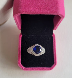 Sara Blue Stone Diamond Adjustable Ring