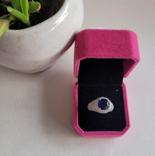 Load image into Gallery viewer, Sara Blue Stone Diamond Adjustable Ring