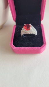 Sara Red Stone Diamond Adjustable Ring