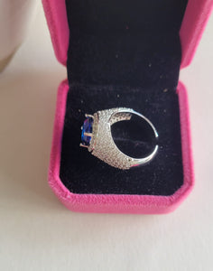 Sara Blue Stone Diamond Adjustable Ring