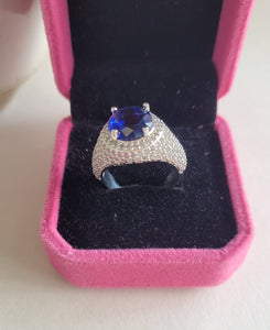 Sara Blue Stone Diamond Adjustable Ring