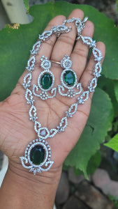 Emerald Green  Diamond Necklace set