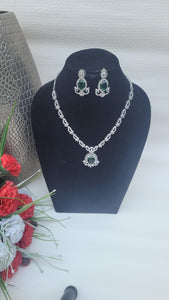 Emerald Green  Diamond Necklace set