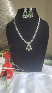 Emerald Green  Diamond Necklace set