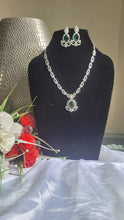 Load image into Gallery viewer, Emerald Green  Diamond Necklace set