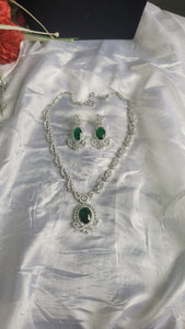 Emerald Green  Diamond Necklace set