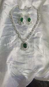 Emerald Green  Diamond Necklace set
