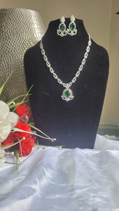 Emerald Green  Diamond Necklace set