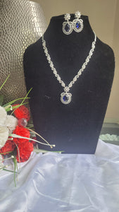 Blue pendant  Diamond Necklace set
