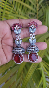 Shehnaaz Red  Zirconia Earrings