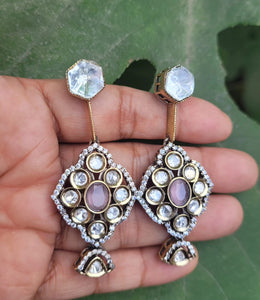 Malaika Pink Polki Dangler Earrings