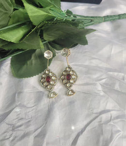 Malaika Red Polki Dangler Earrings