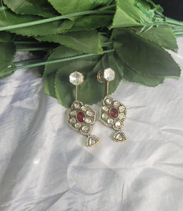 Malaika Red Polki Dangler Earrings