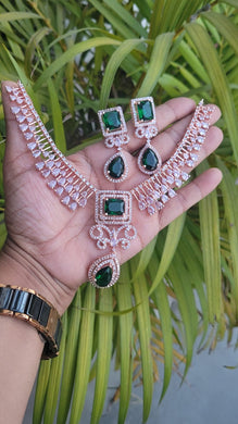 Nora Green Rosegold Zirconia Diamond Necklace set
