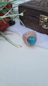 Turquoise Rosegold Cocktail Ring