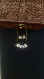 Triple heart Mangalsutra Pendant necklace set