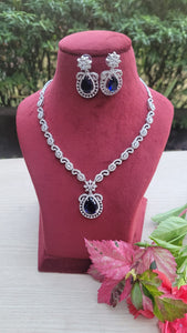 Blue pendant  Diamond Necklace set