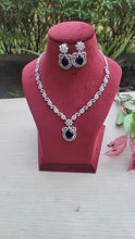Load image into Gallery viewer, Blue pendant  Diamond Necklace set