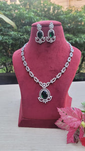 Emerald Green  Diamond Necklace set