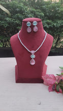 Load image into Gallery viewer, Khushi Pink mintgreen Cubic zirconia Diamond Necklace set
