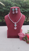 Load image into Gallery viewer, Khushi Pink mintgreen Cubic zirconia Diamond Necklace set