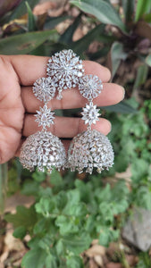White Zirconia Jhumka Earrings