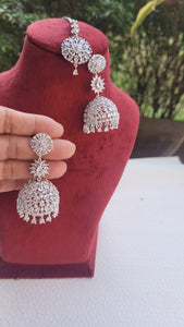 White Zirconia Jhumka Earrings