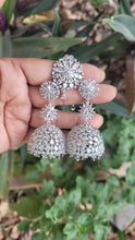 Load image into Gallery viewer, White Zirconia Jhumka Earrings