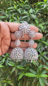 White Zirconia Jhumka Earrings