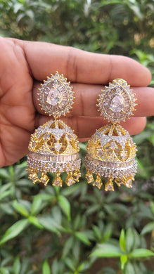 White Zirconia Jhumka Earrings