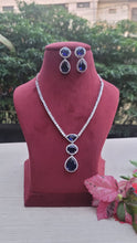 Load image into Gallery viewer, Khushi Blue Cubic zirconia Diamond Necklace set