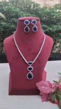 Load image into Gallery viewer, Khushi Blue Cubic zirconia Diamond Necklace set