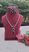 Load image into Gallery viewer, Khushi Blue Cubic zirconia Diamond Necklace set