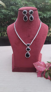 Khushi Black Cubic zirconia Diamond Necklace set