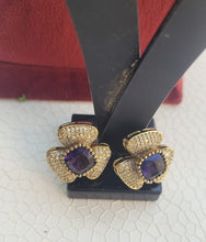 Load image into Gallery viewer, Triangular Purple Zirconia Studs Earrings