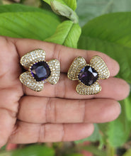Load image into Gallery viewer, Triangular Purple Zirconia Studs Earrings