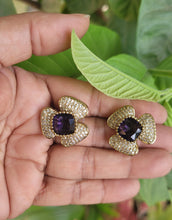 Load image into Gallery viewer, Triangular Purple Zirconia Studs Earrings