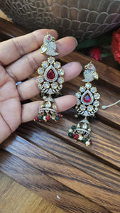 Peacock Red green Dangler Earrings