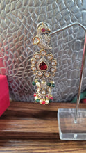 Load image into Gallery viewer, Peacock Red green Dangler Earrings