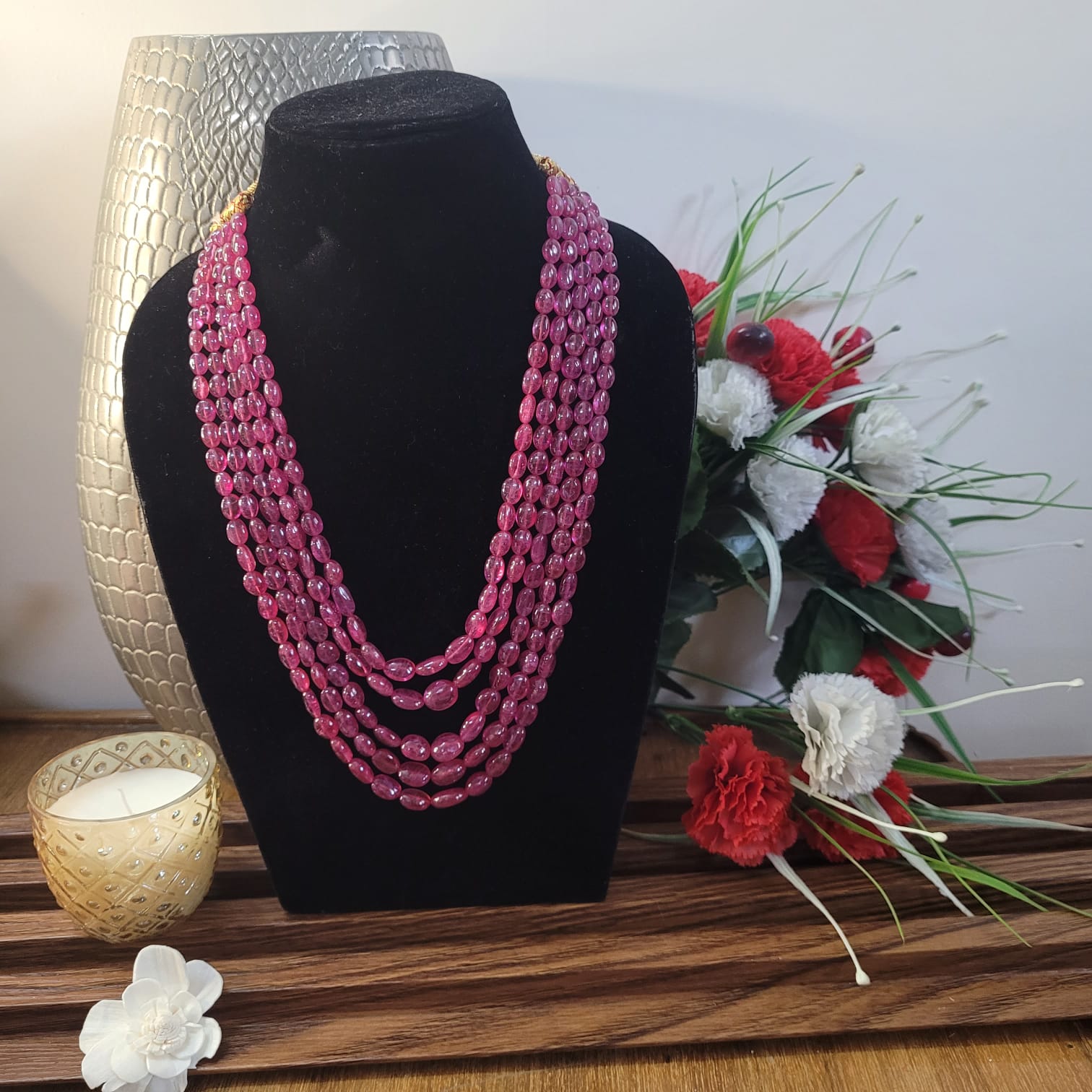 Ruby Beads Natural Bead Necklaces Natural Ruby Maniya Ovals